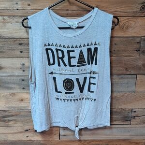 Dirty Laundry Heather Gray Dream Love Muscle Tee Cute Cheap Tank Top Size M